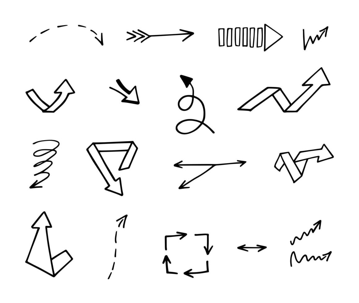 Vector set of hand drawn arrows, elements for presentation