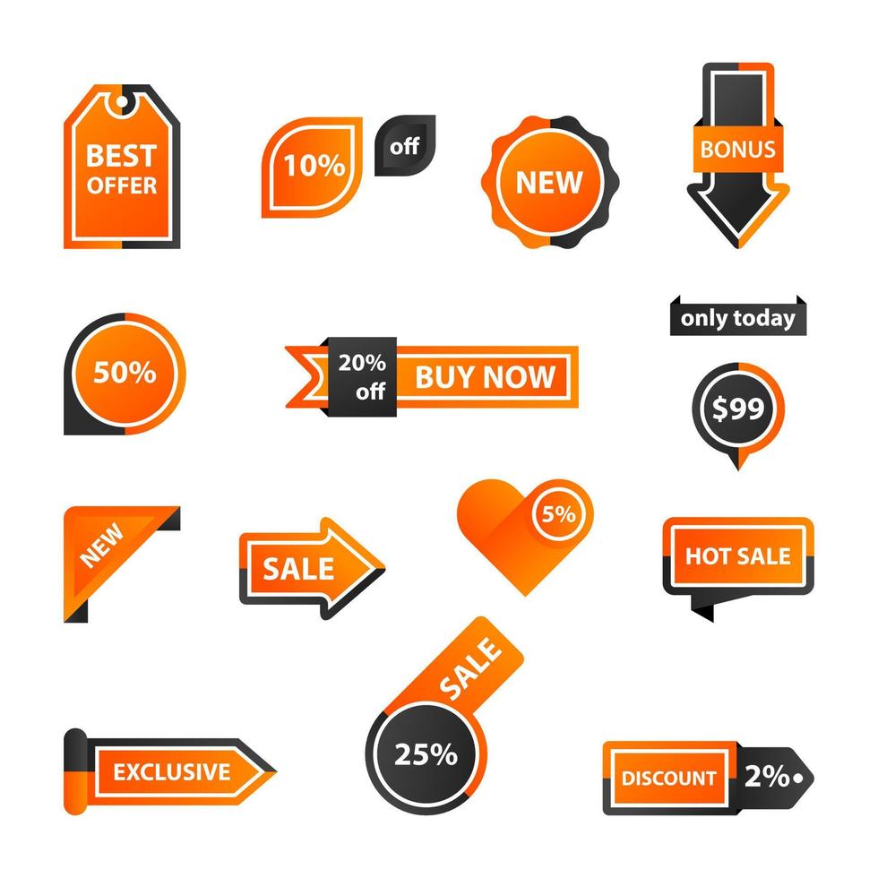 Vector stickers, price tag, banner, label. Coupon sale, offers and promotions vector template. Set of buttons, icons