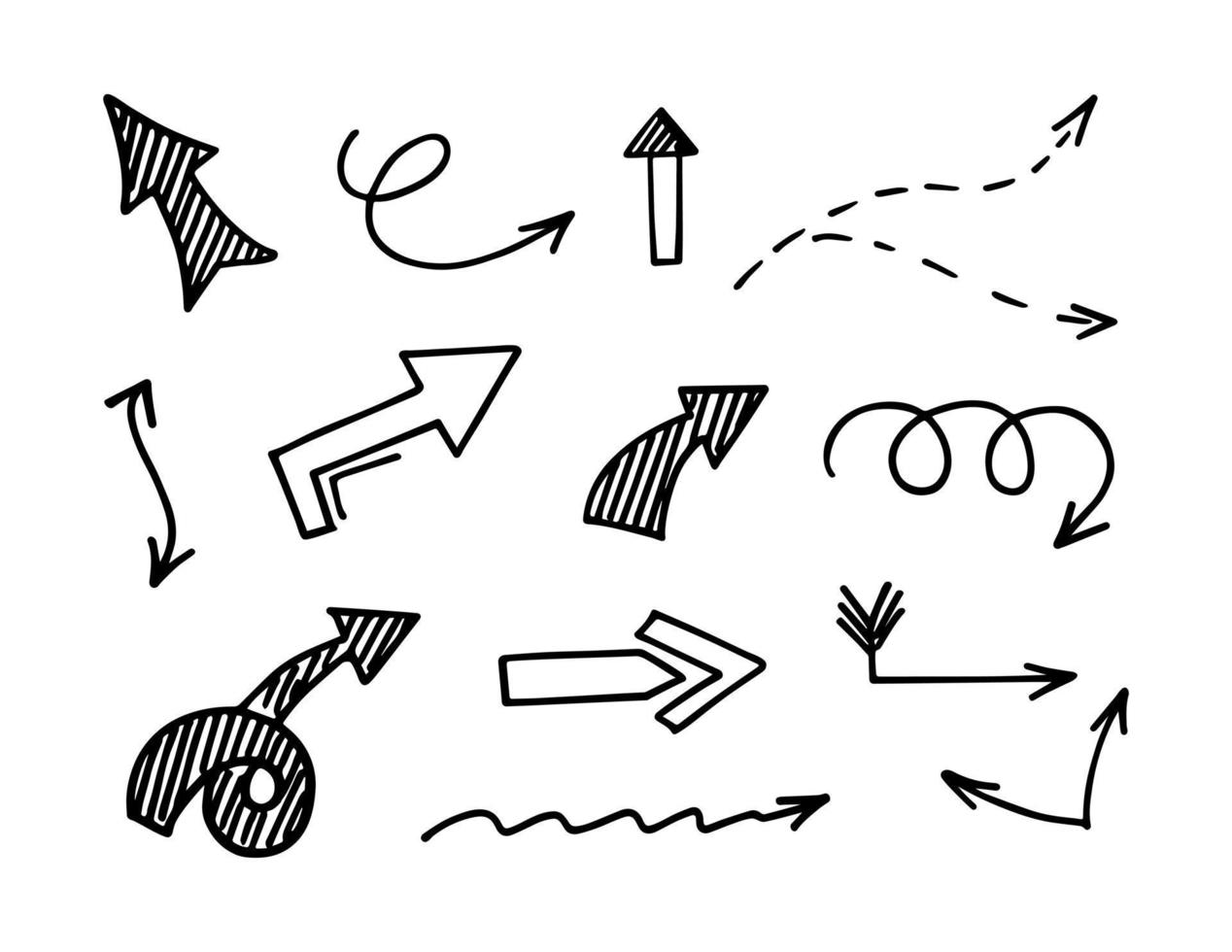 Vector set of hand drawn arrows, elements for presentation