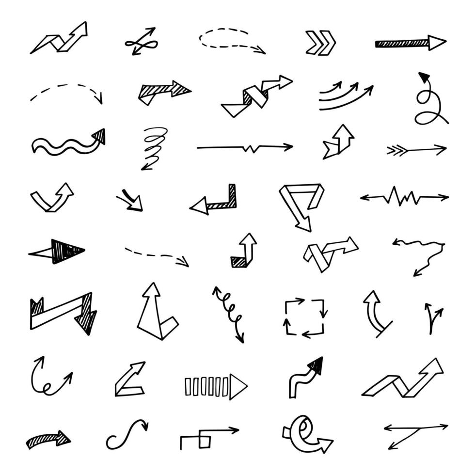 Vector set of hand drawn arrows, elements for presentation