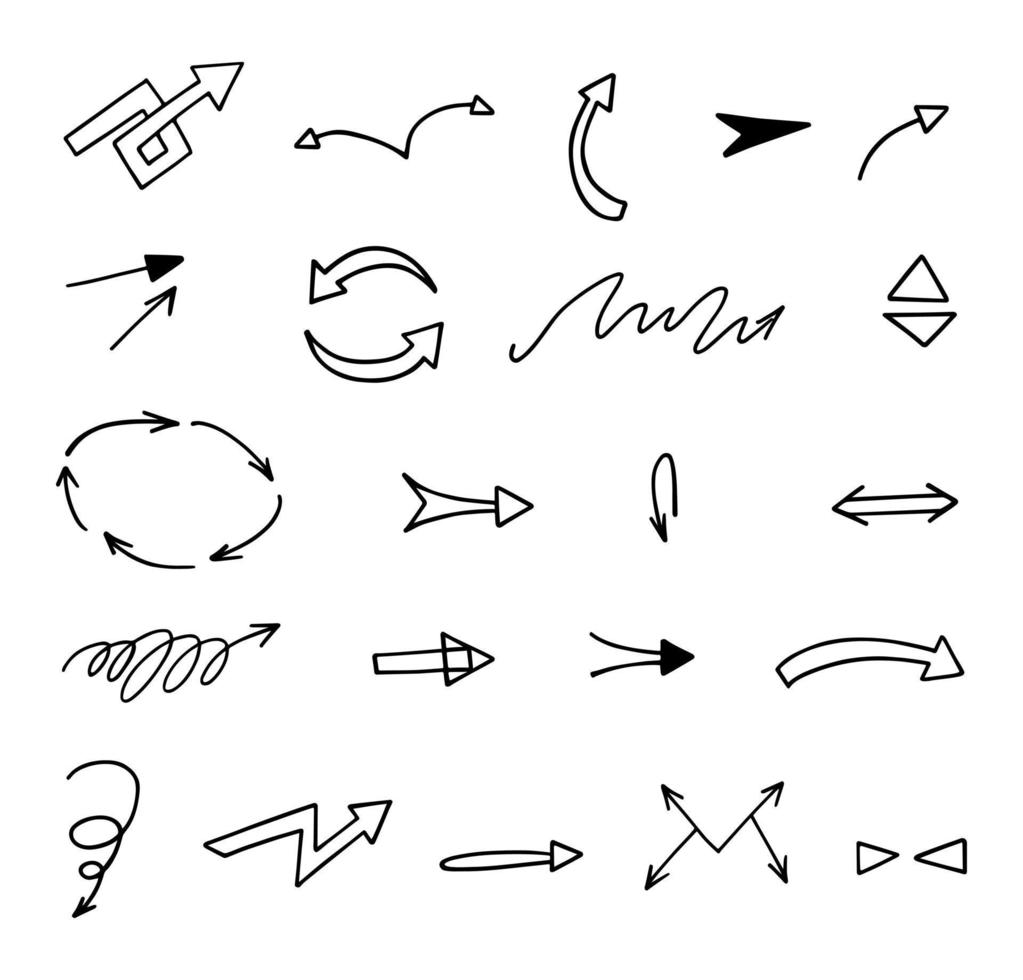 Vector set of hand drawn arrows, elements for presentation