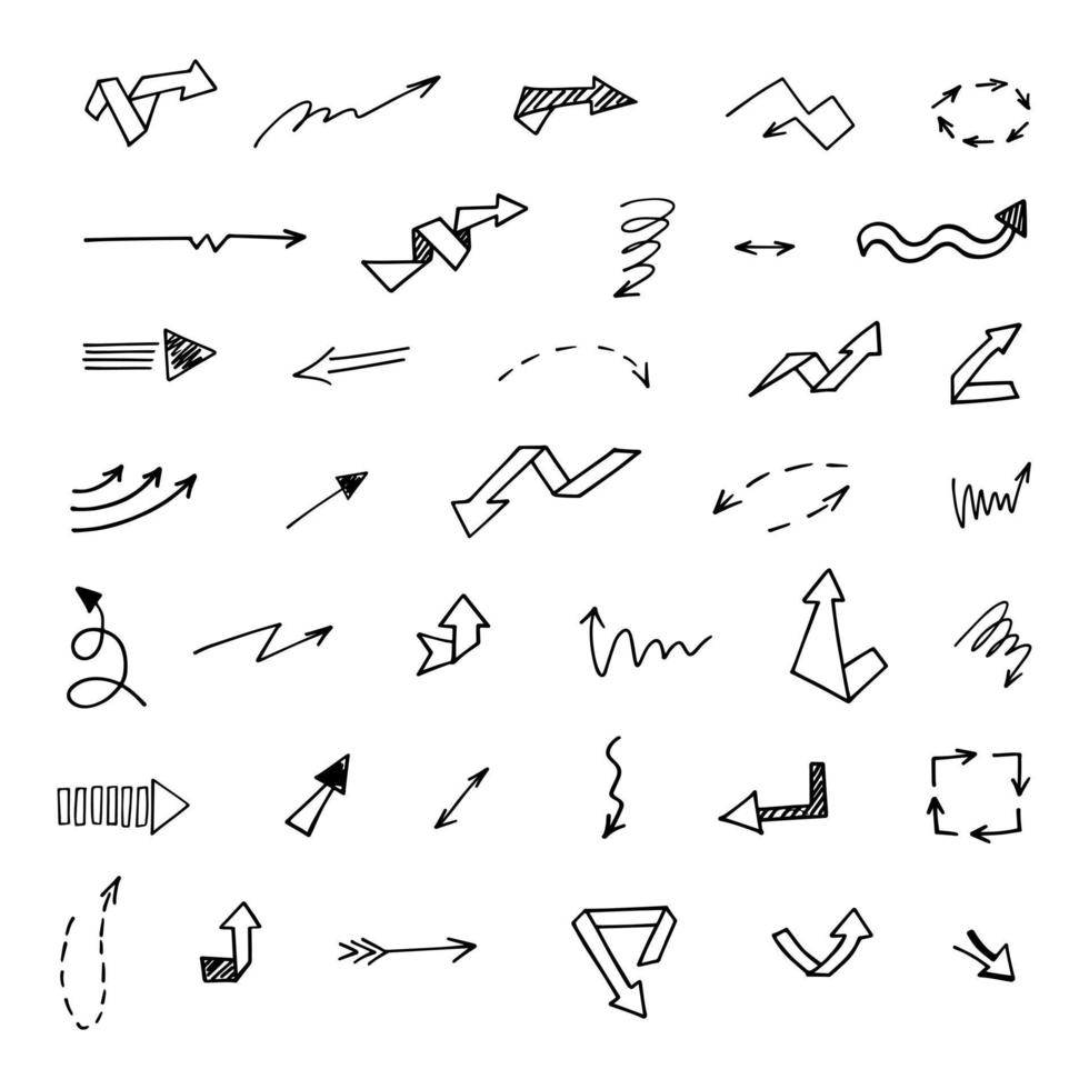 Vector set of hand drawn arrows, elements for presentation