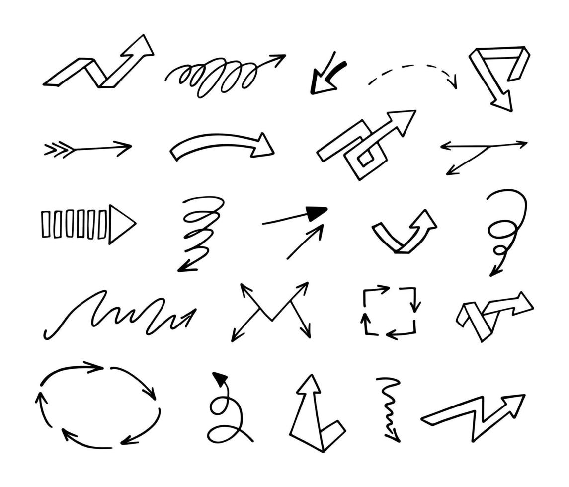 Vector set of hand drawn arrows, elements for presentation