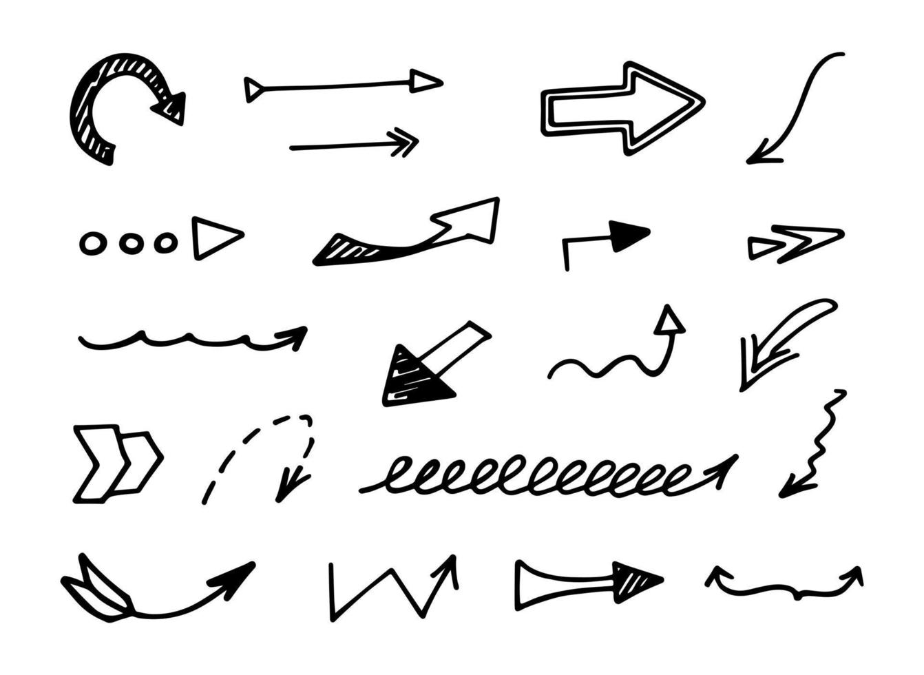 Vector set of hand drawn arrows, elements for presentation