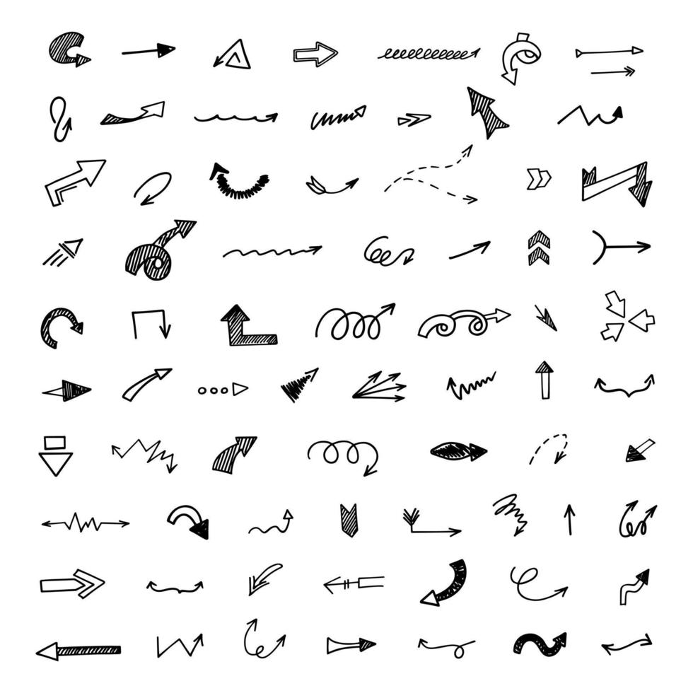 conjunto vectorial de flechas dibujadas a mano, elementos para la presentación vector