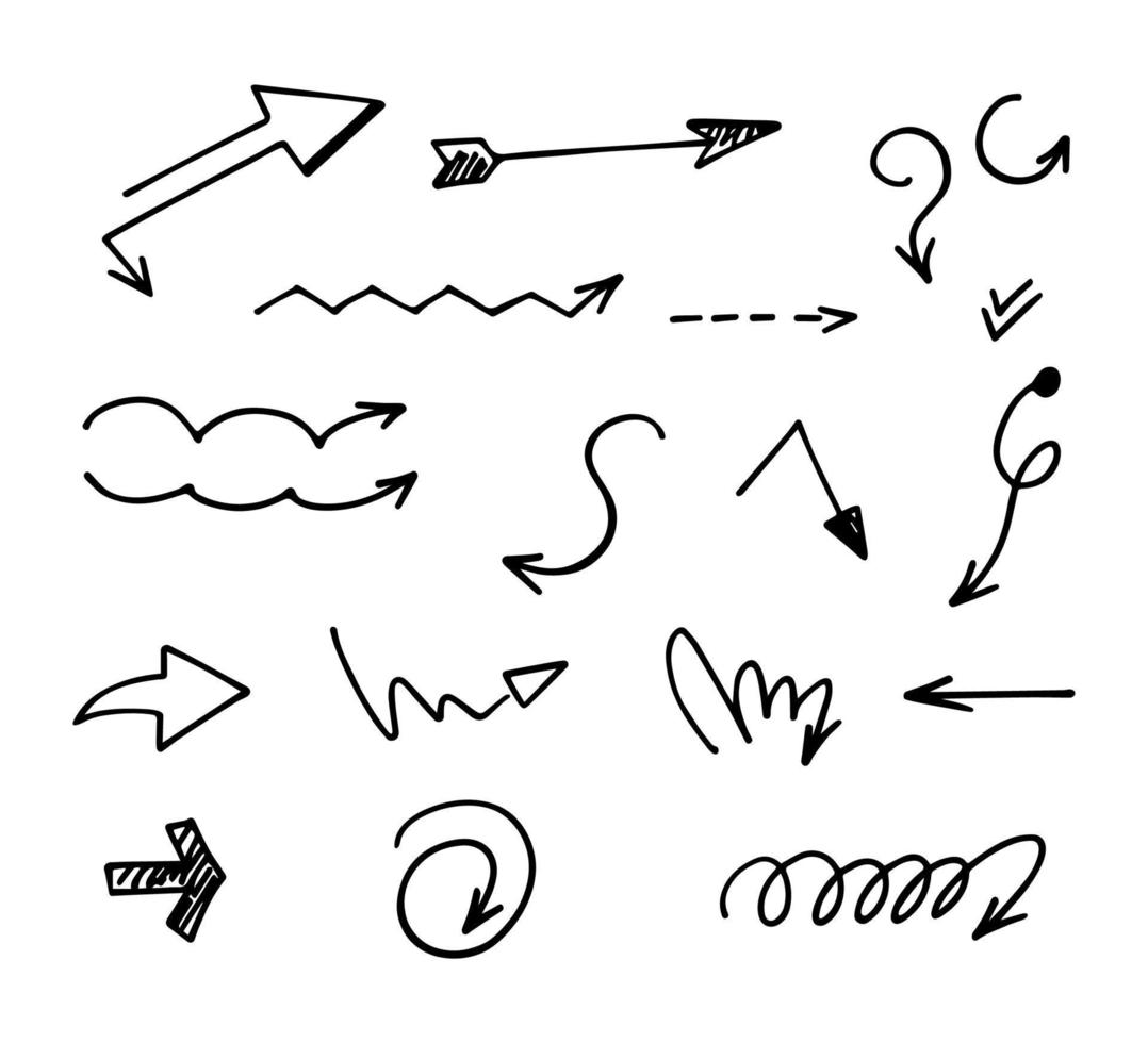 Vector set of hand drawn arrows, elements for presentation