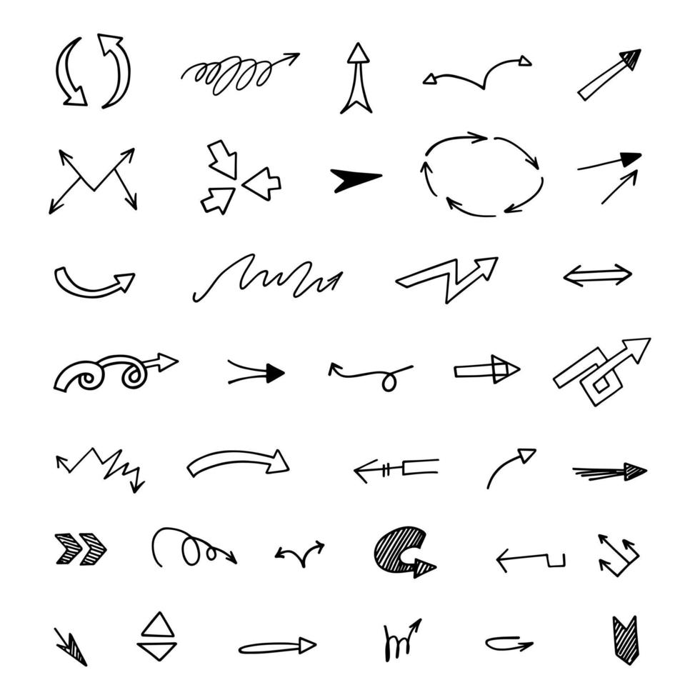 Vector set of hand drawn arrows, elements for presentation