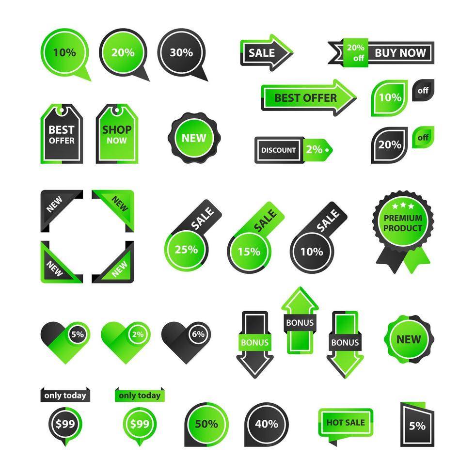 Vector stickers, price tag, banner, label. Coupon sale, offers and promotions vector template. Set of buttons, icons