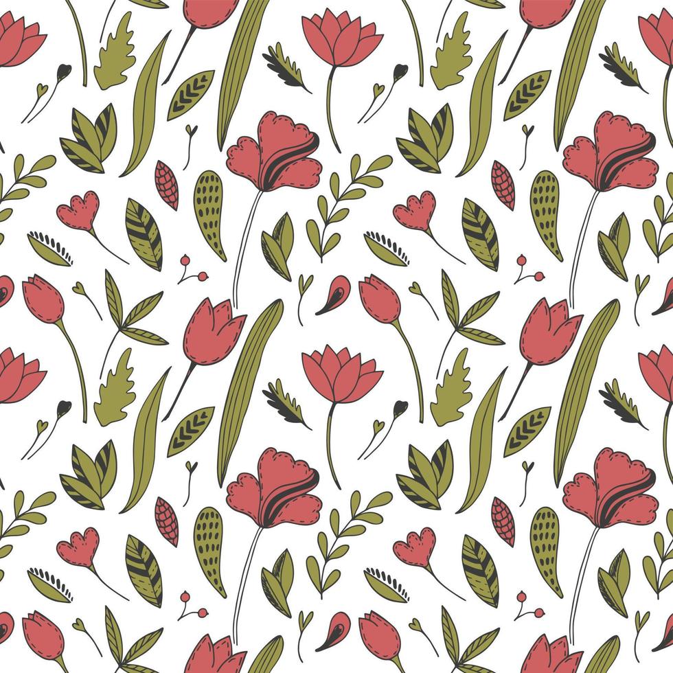 Seamless texture with floral background, pattern from flowers, botanical composition, wallpaper vector
