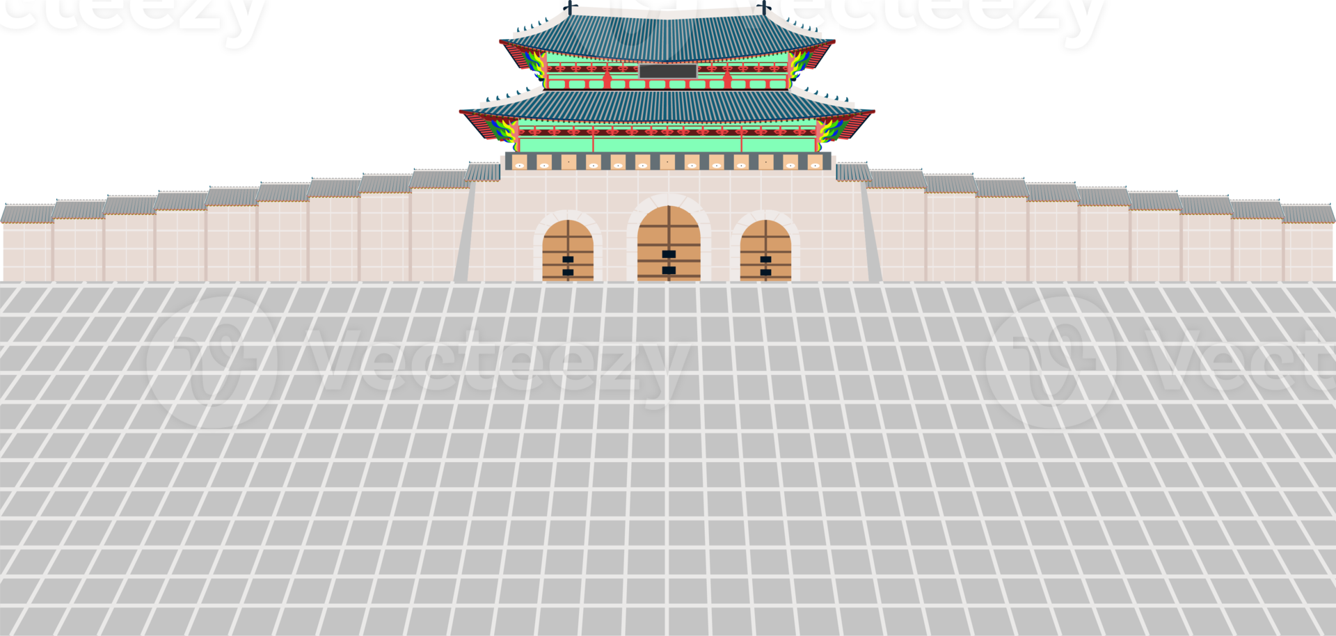 porte gwanghwamun et long mur et grande cour au palais gyeongbokgung à séoul corée du sud. png