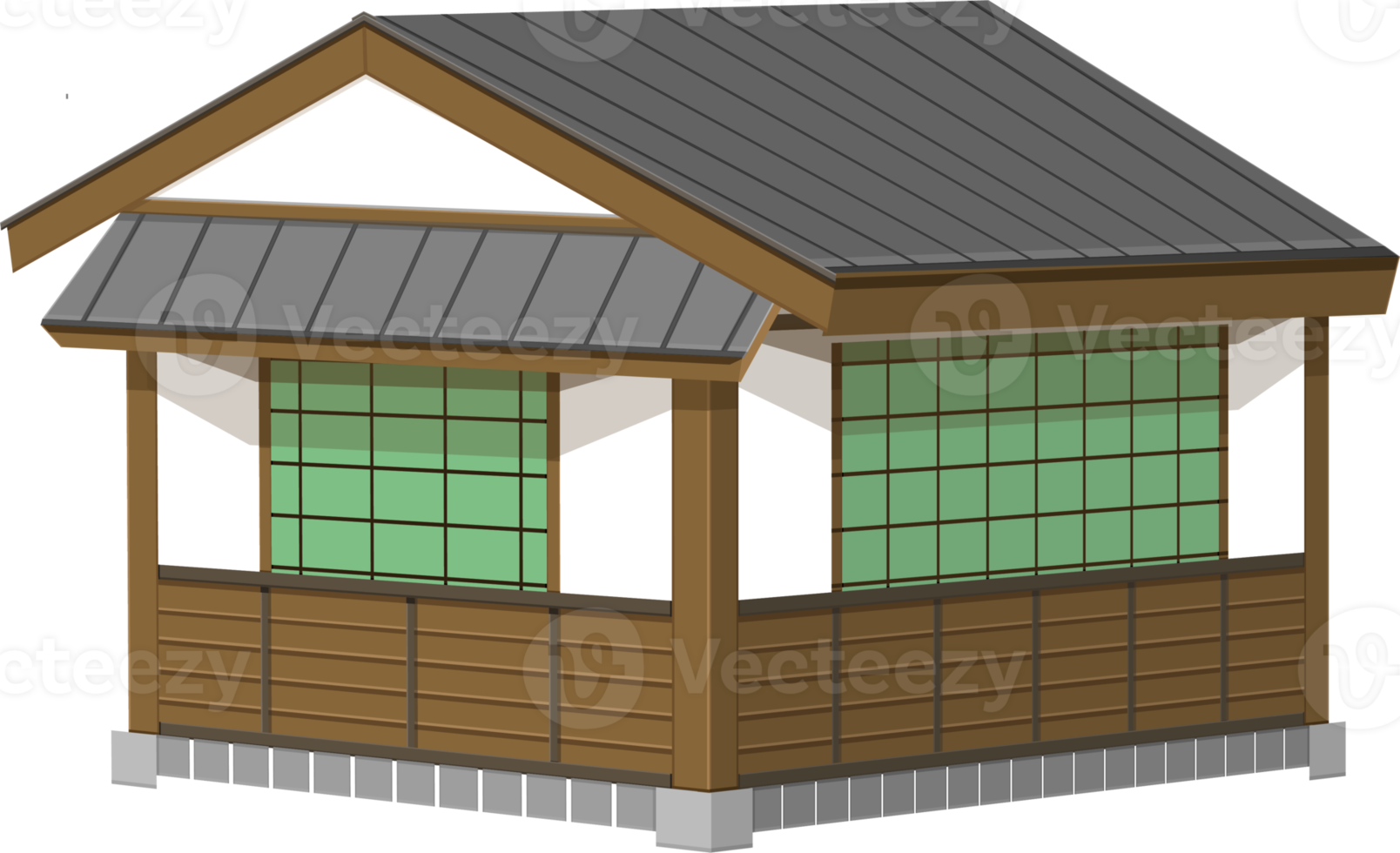 3d one floor japanese house or restaurant old vintage style. png