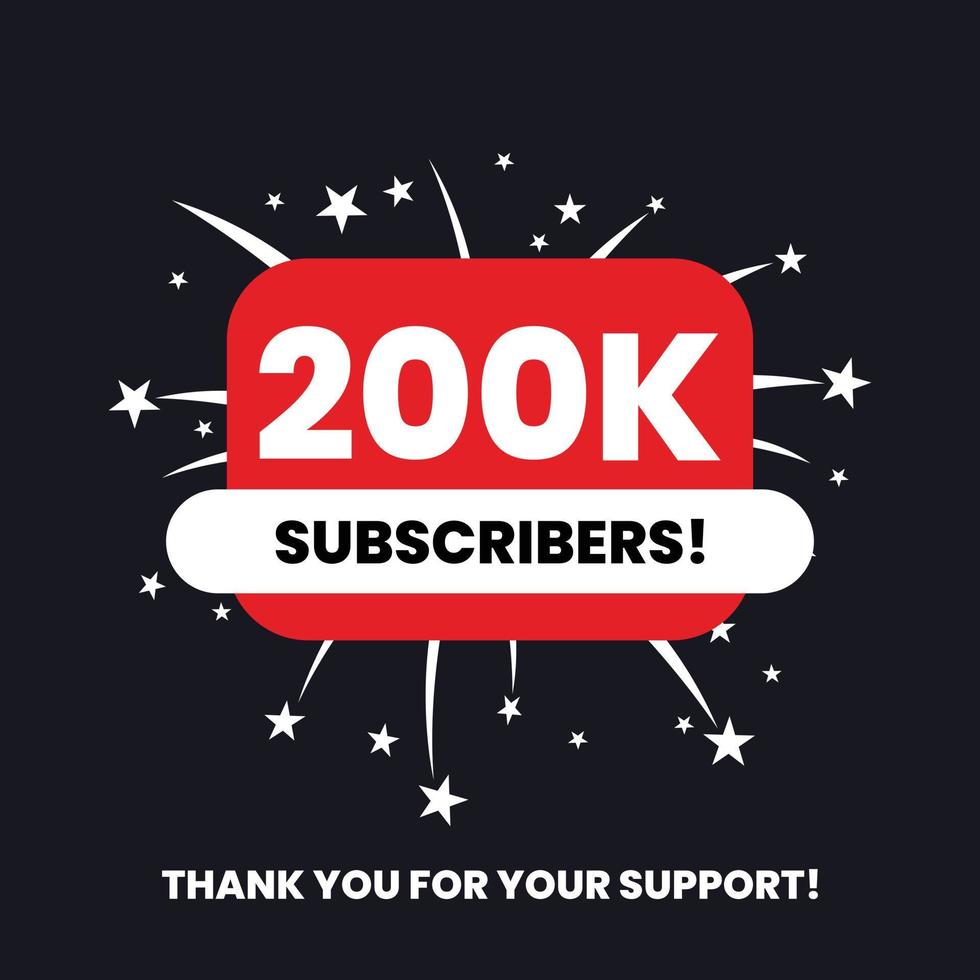 200 thousand subscribers celebration thank you achievement vector