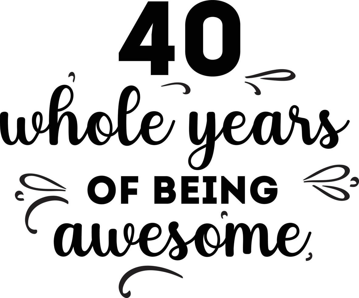 40 Whole Years of Being Awesome vector