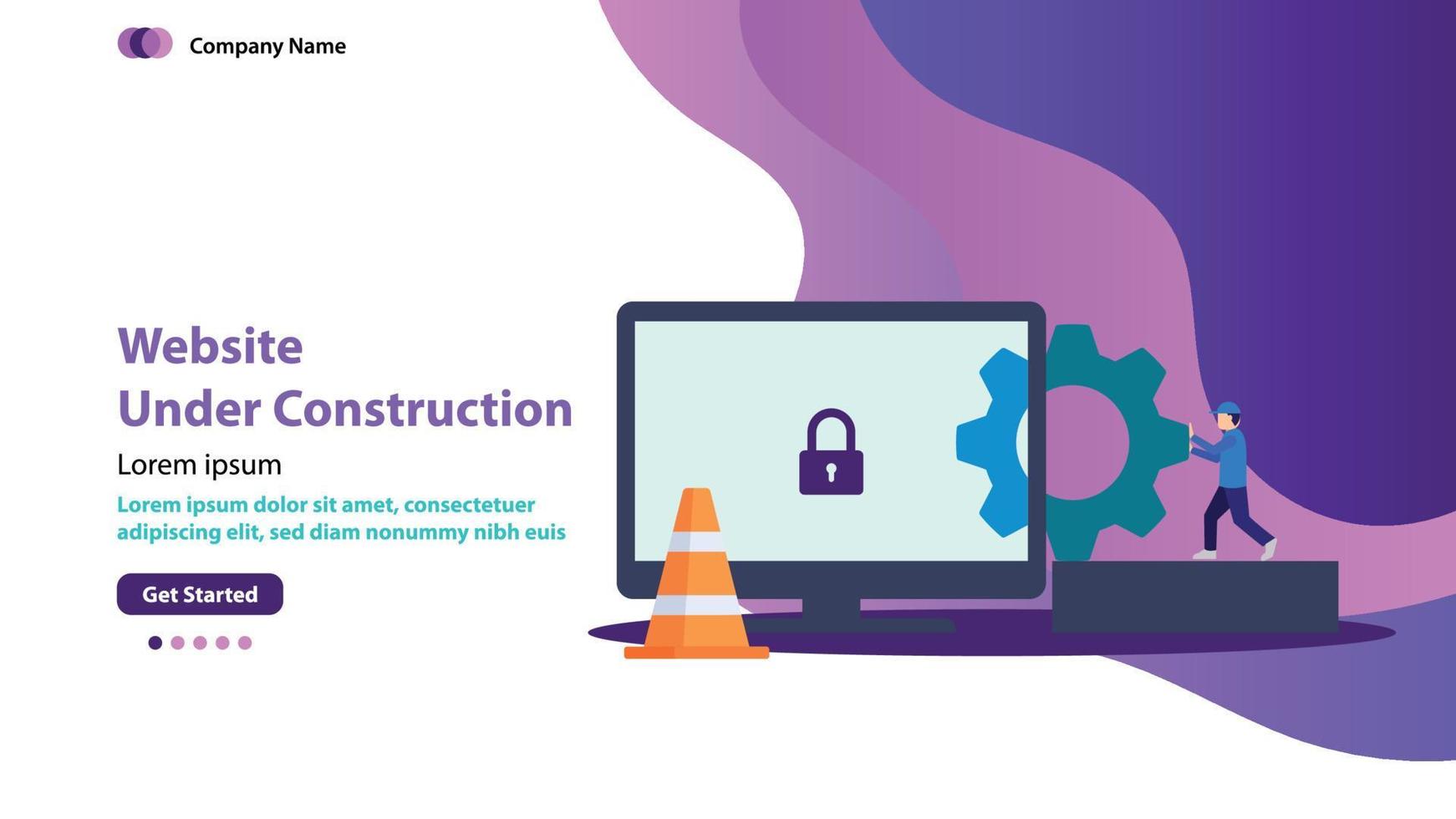 Website down, 404 page, website under maintenance, website construction vector