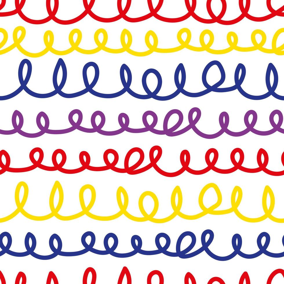 Hand drawn sketch spirals lines seamless pattern. Striped endless wallpaper vector