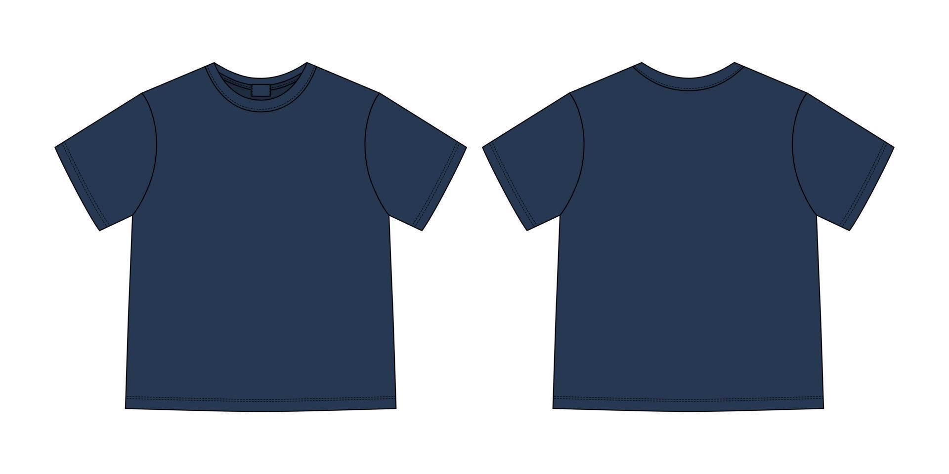 Apparel technical sketch unisex t shirt. Dark blue color 10946322 ...