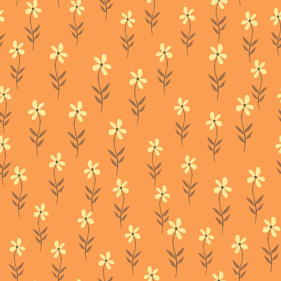 Doodle ditsy flowers seamless pattern. Cute chamomile print. Floral ornament. Pretty botanical backdrop vector
