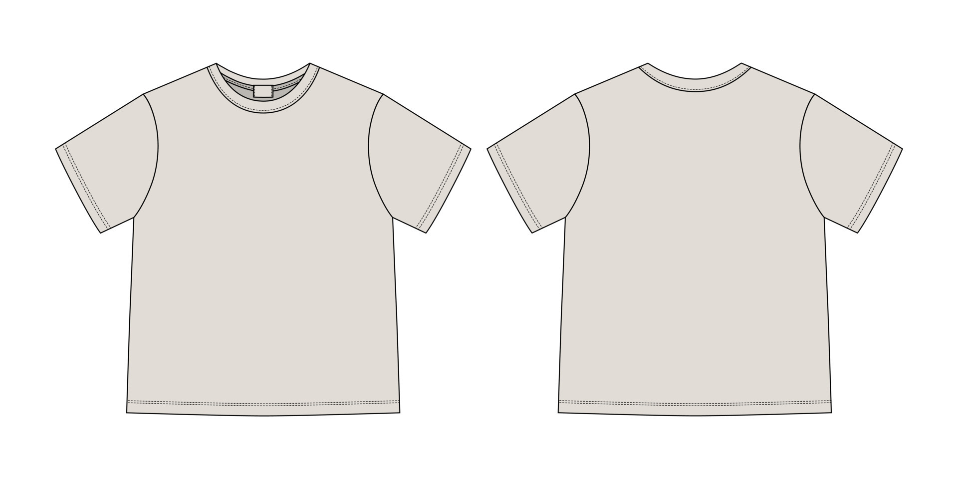 Apparel technical sketch unisex t shirt. Grey color. Tshirt design