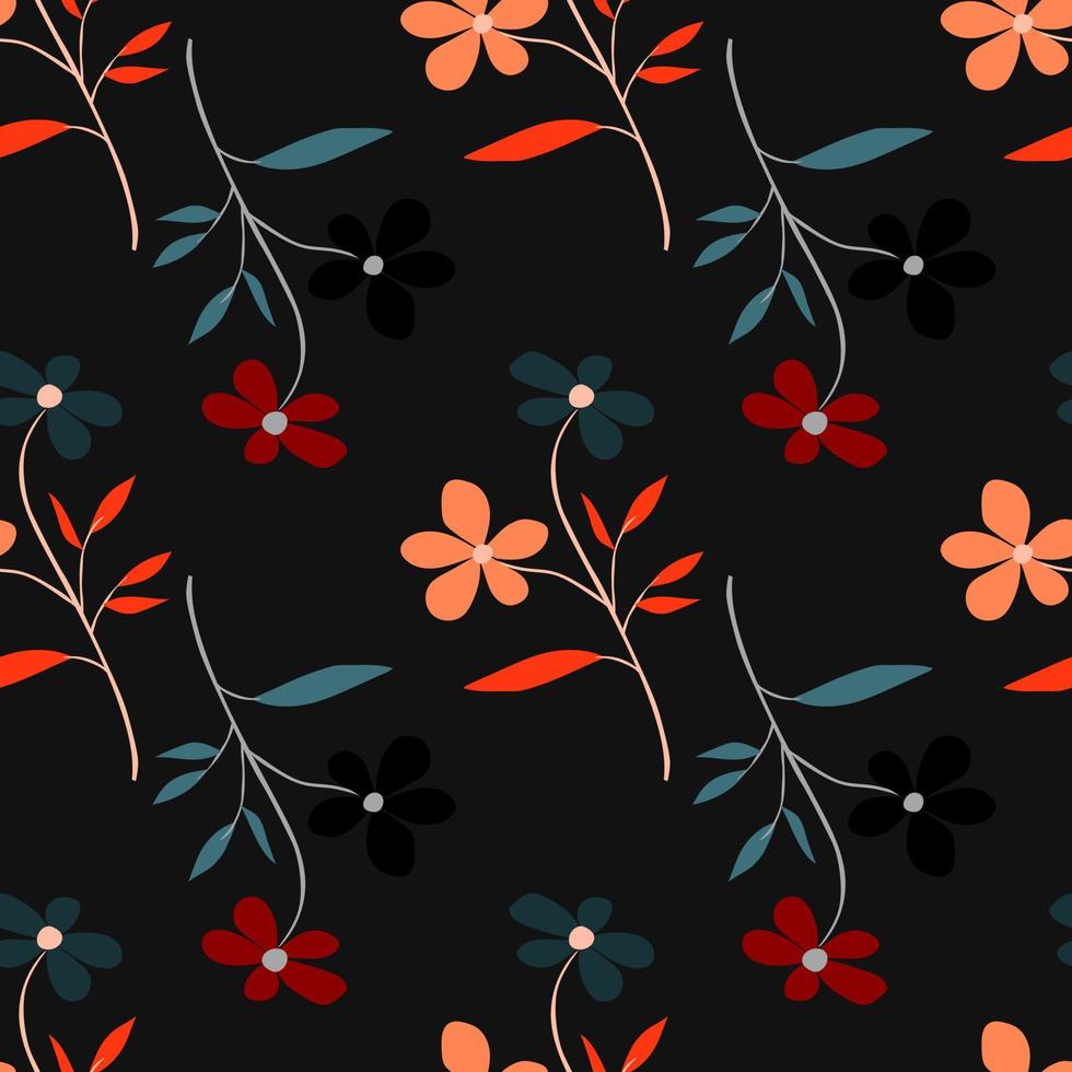 Vintage doodle flower seamless pattern. Retro abstract floral wallpaper. Hand drawn plants endless background. vector