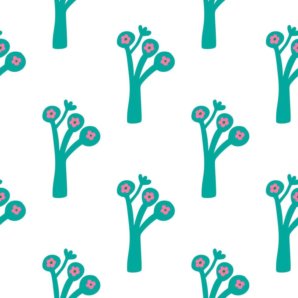 Strange shapes flower seamless pattern. Contemporary botanical floral ornament. vector