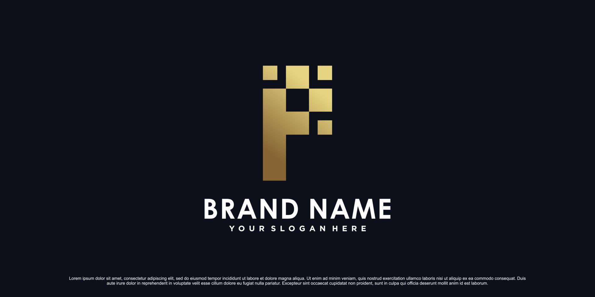Golden gradient letter p logo design for company or personal with unique concept Premium Vector