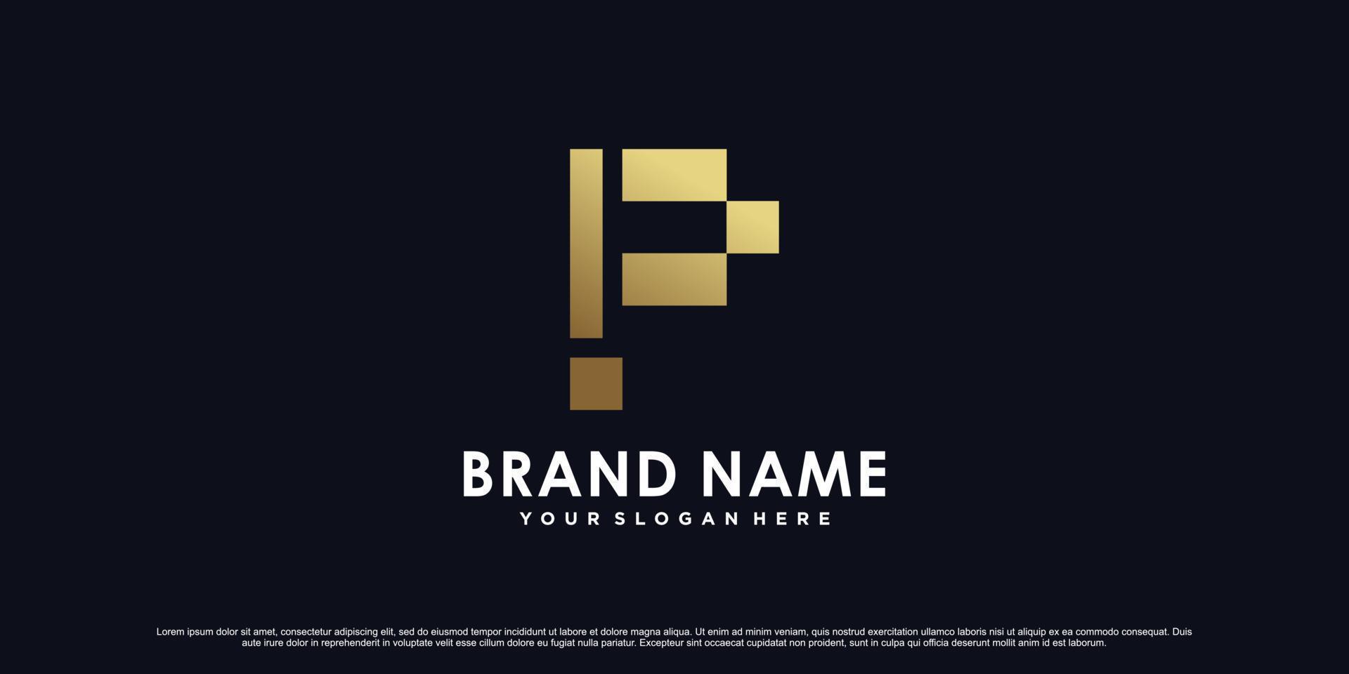 Golden gradient letter p logo design for company or personal with unique concept Premium Vector