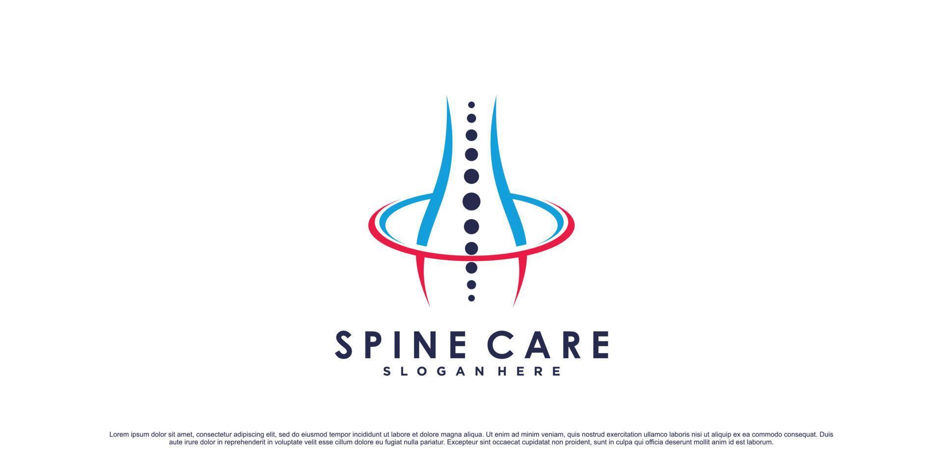 Chiropractic logo design for spine care logo or clinic icon with creative concept Premium Vector