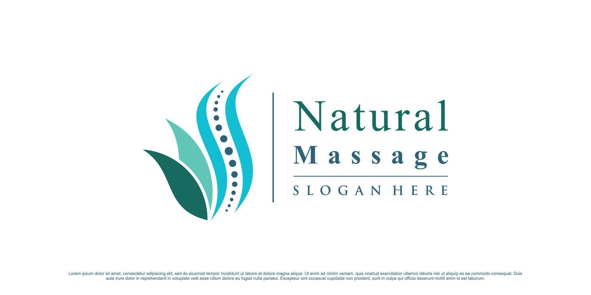 Chiropractic logo design for natural massage therapy icon logo with creative element Premium Vector