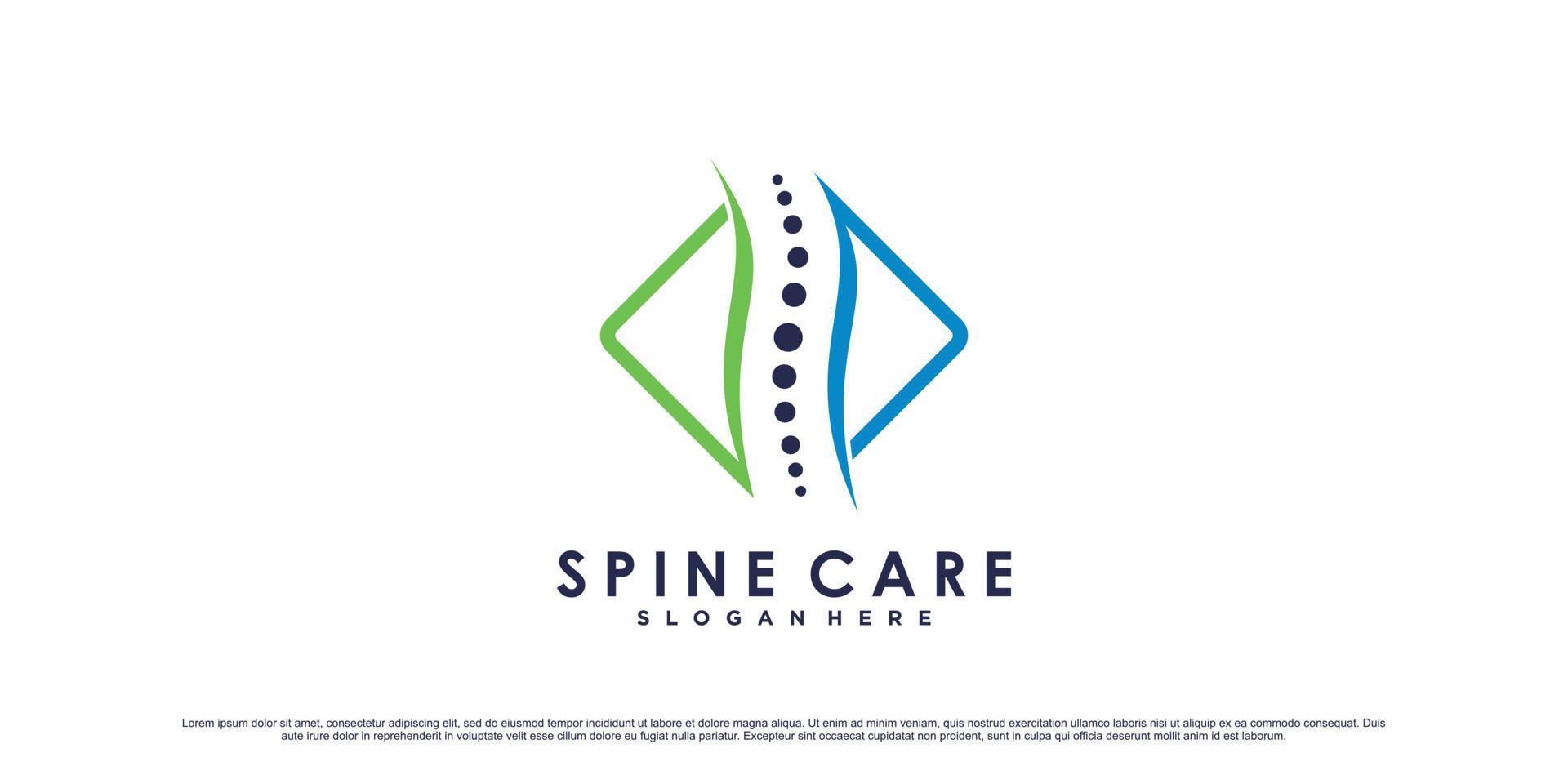 Chiropractic logo design for spine care logo or clinic icon with creative concept Premium Vector