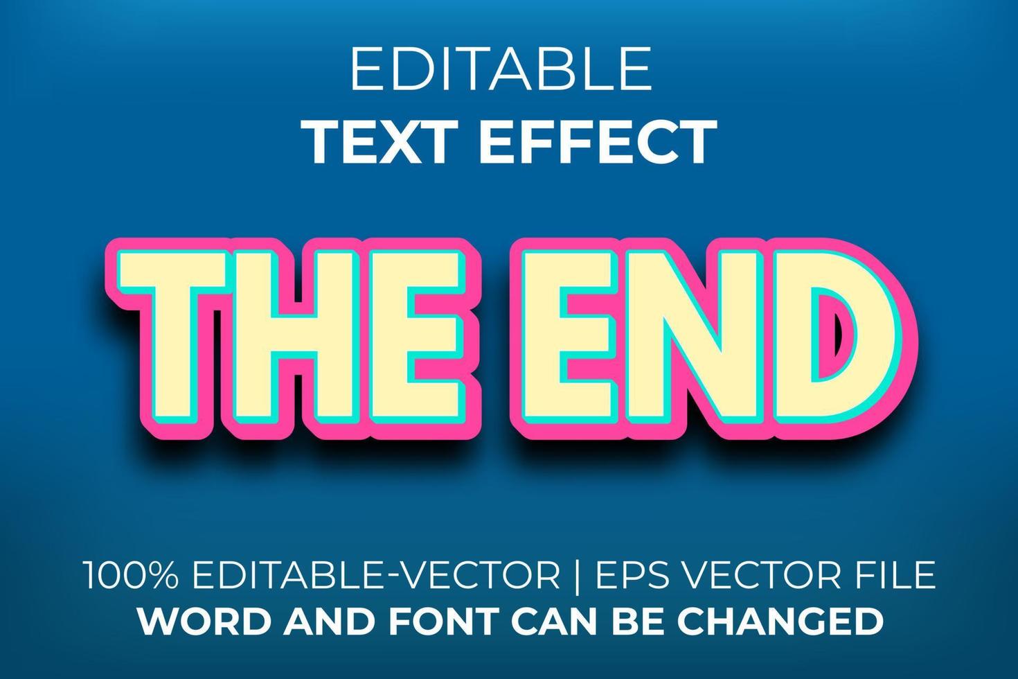 The End text effect, easy to edit vector