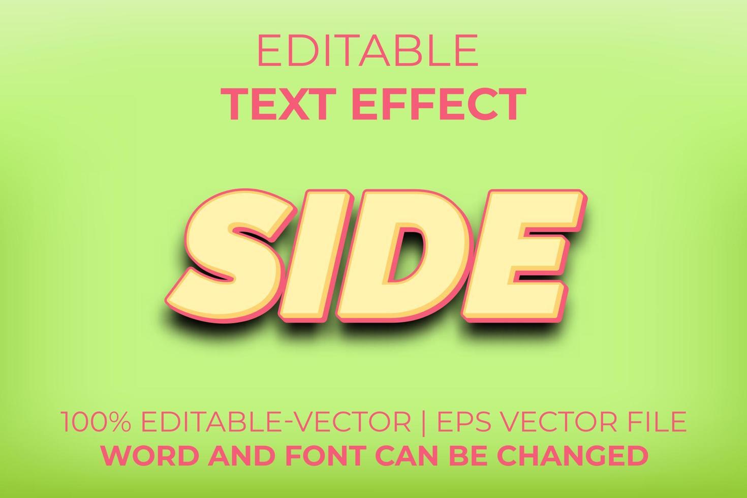 Side text effect, easy to edit vector