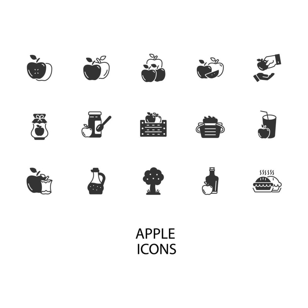 conjunto de iconos de manzana. elementos de vector de símbolo de paquete de manzana para web de infografía