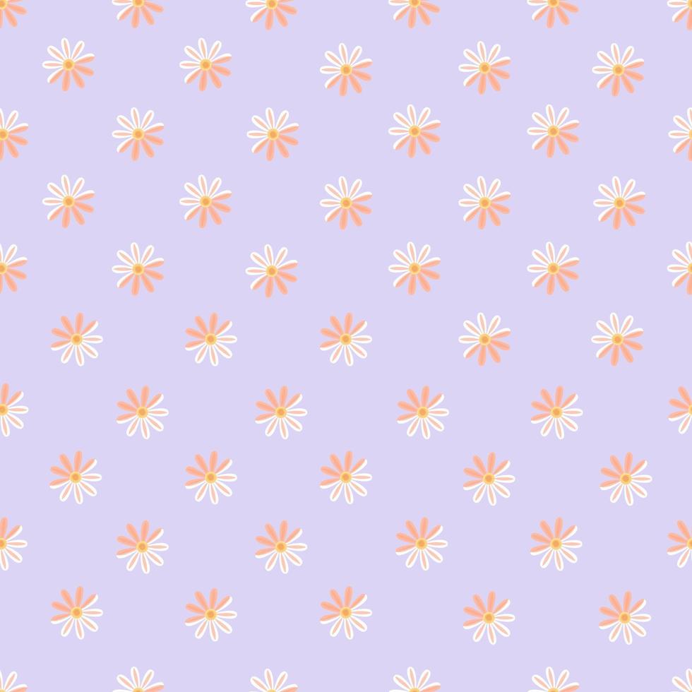 Seamless pattern with flowers on a lilas background. vector