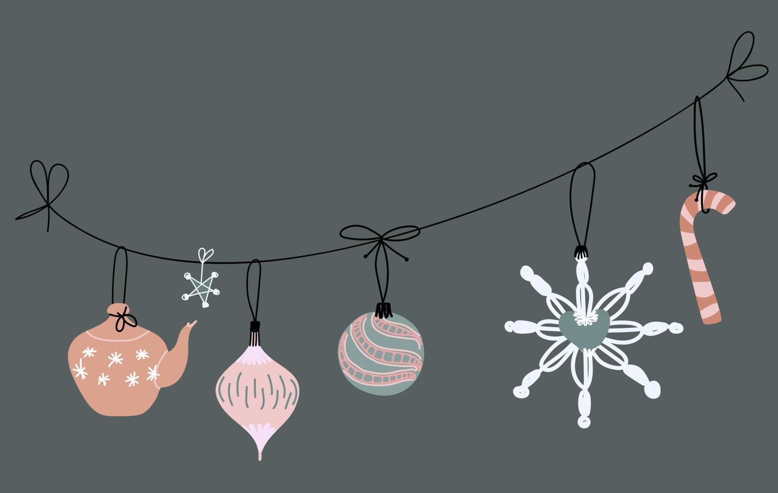 Christmas garland drawn in doodle style. vector