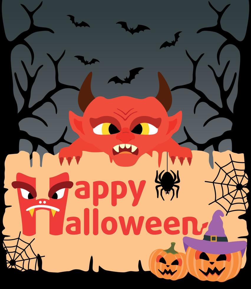 Halloween background card with Devil vector