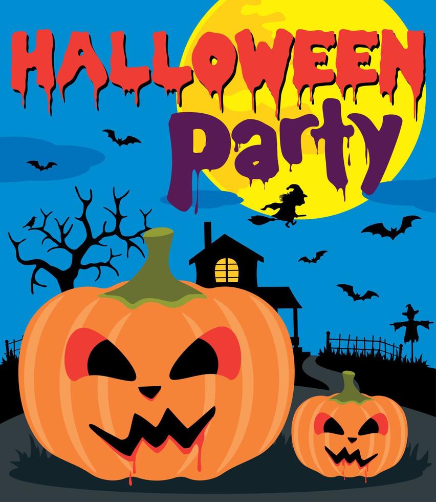 Halloween party background with pumpkin vector