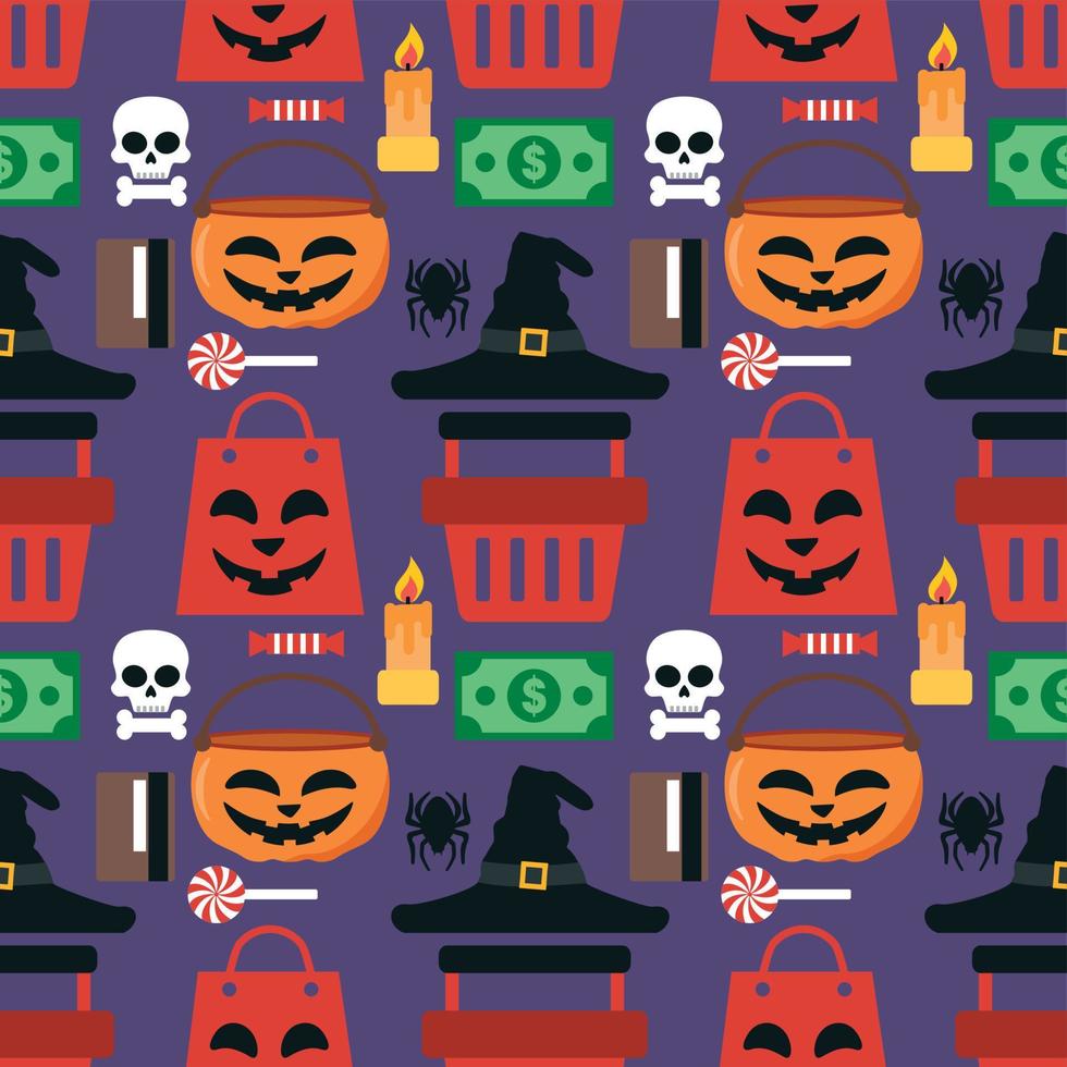 Halloween seamless sale flat violet vector