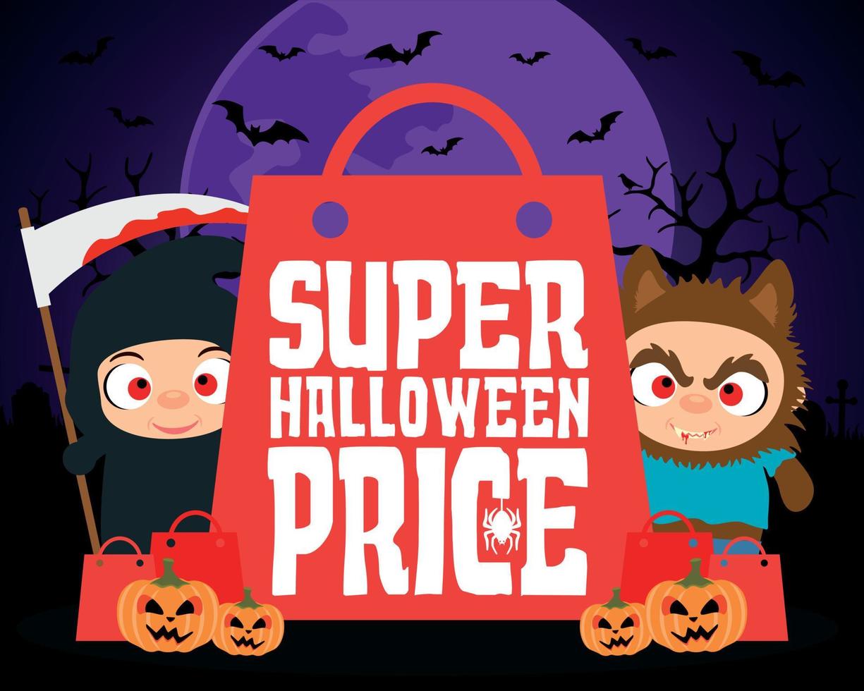 Super Halloween price design background vector