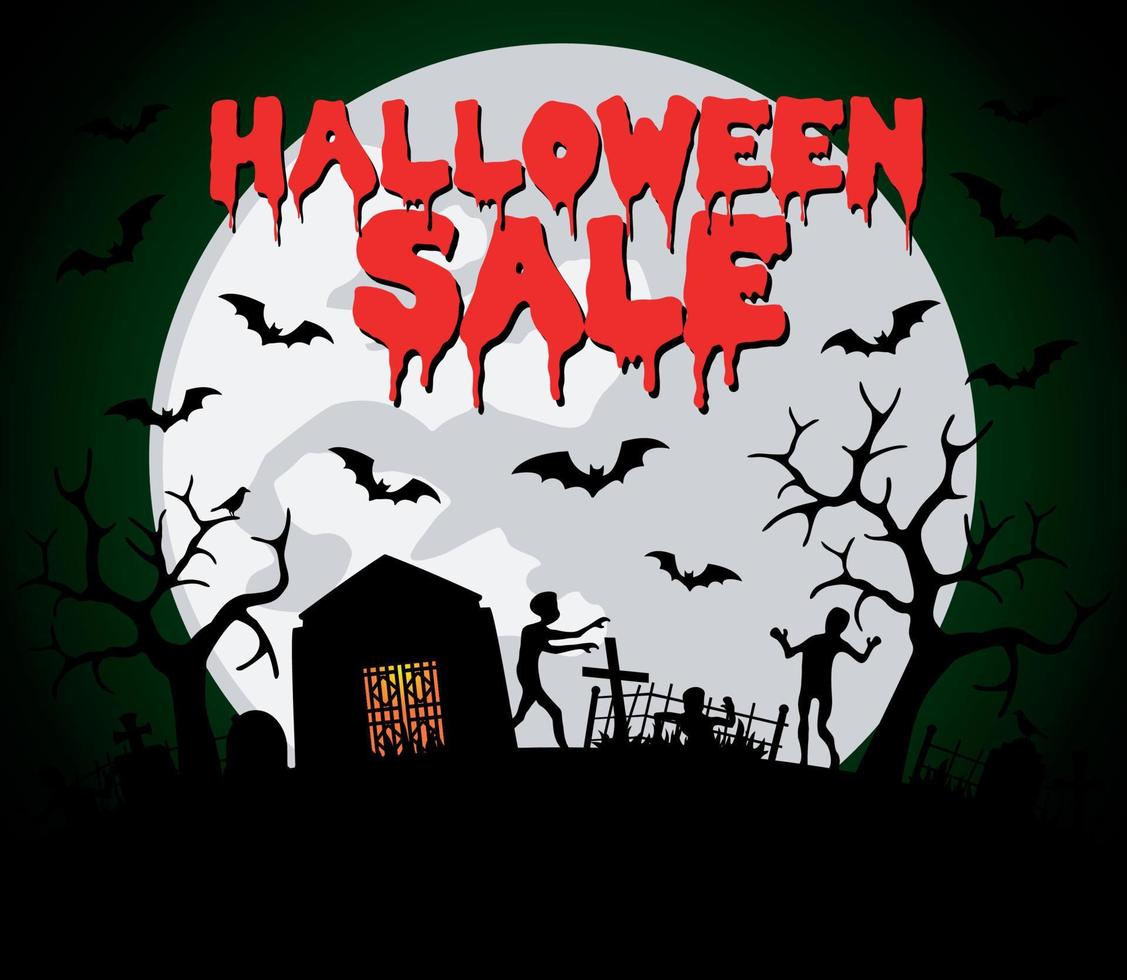 Halloween sale background with zombies at a cemetery 10947423 Vector Art at Vecteezy