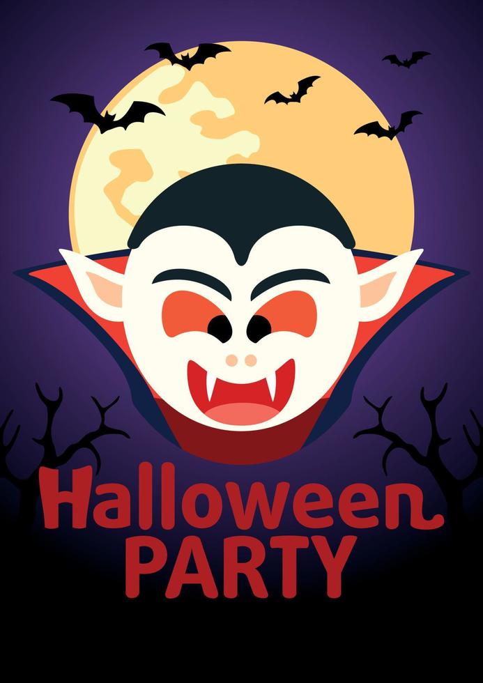 banner de fiesta de halloween con vector de drácula