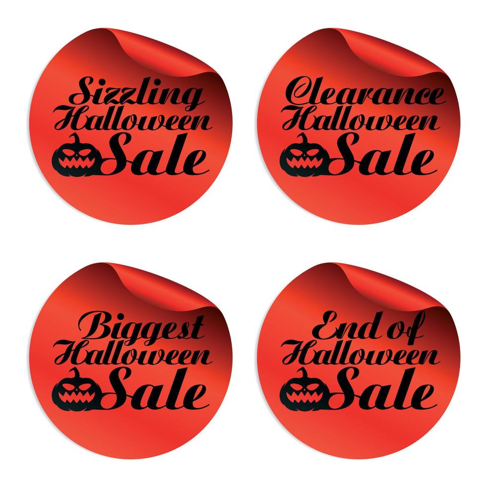 pegatinas rojas de venta de halloween chisporroteando, liquidación, más grande, fin de vector