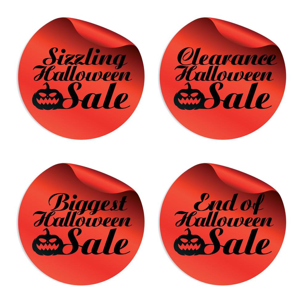 Red Halloween sale stickers sizzling, clearance, biggest, end of vector