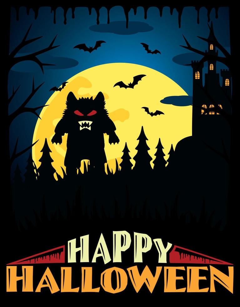 fondo de halloween de miedo, vector azul