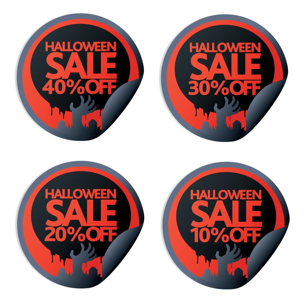 Halloween sale sticker with hand 10,20,30,40 vector