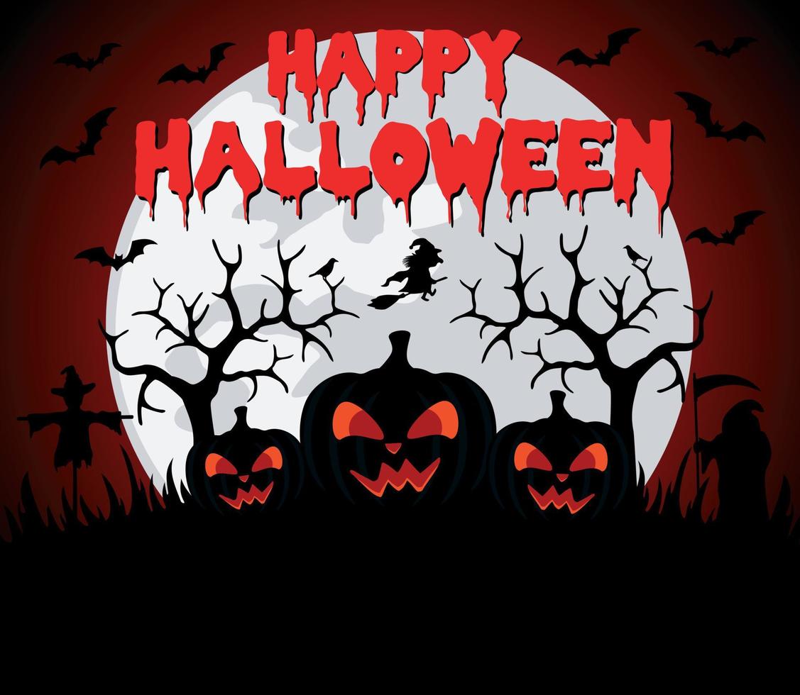 Happy Halloween background with pumpkin vector