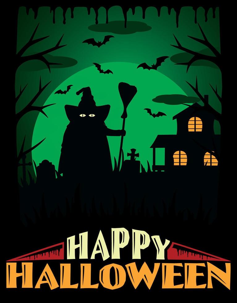 Scary Halloween background, green vector