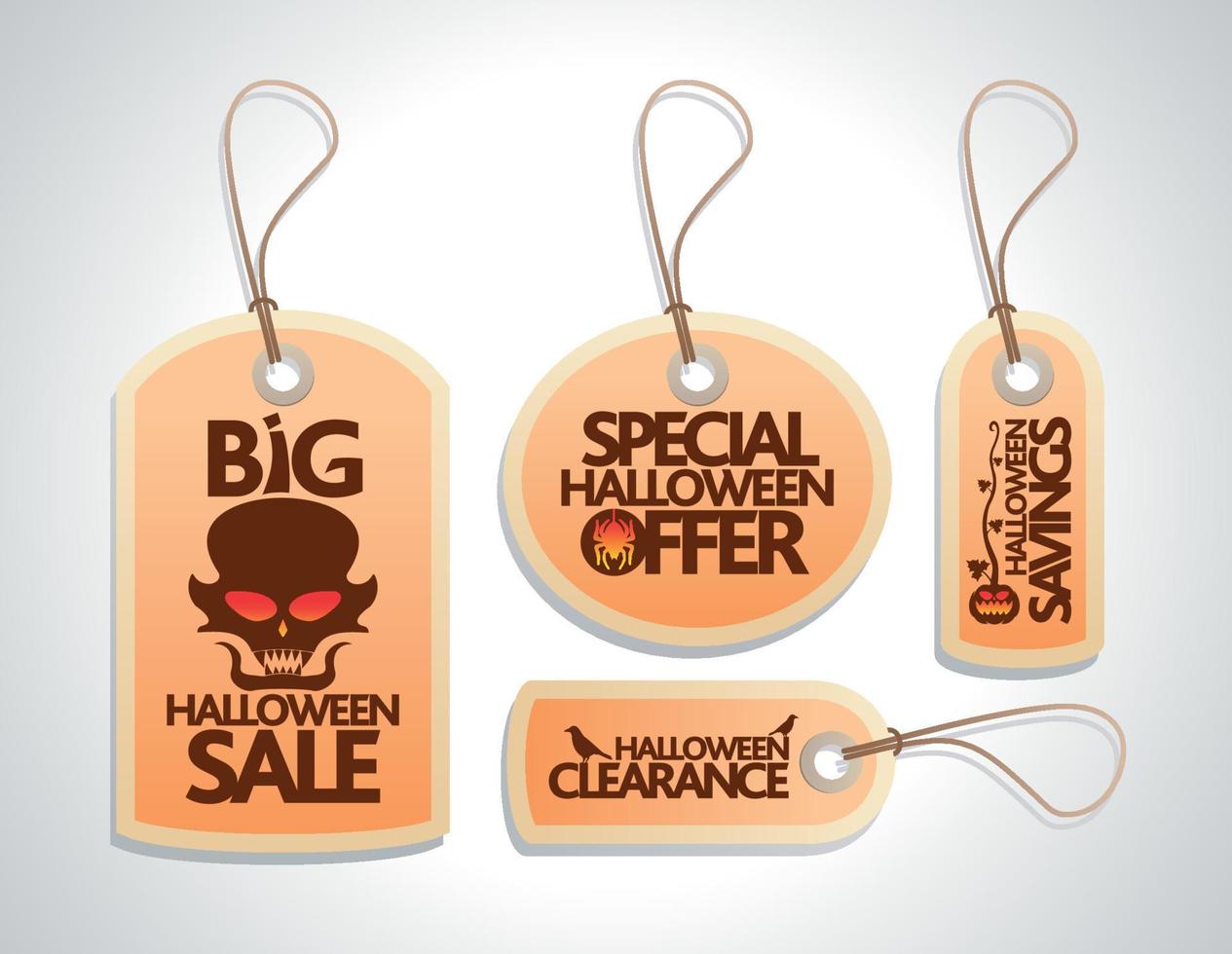 Sale Halloween concept design Tags Set orange vector