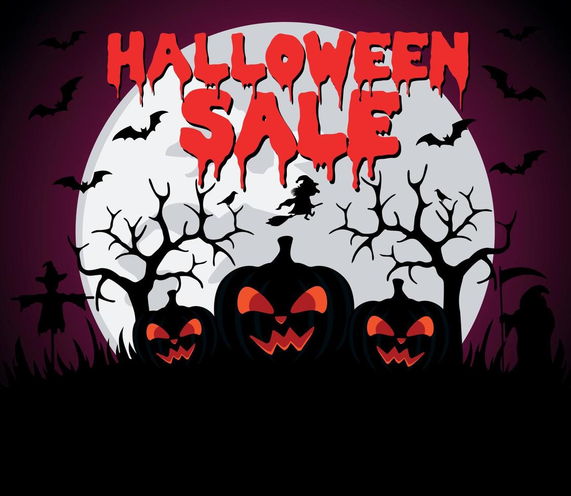 fondo de venta de halloween con calabaza vector