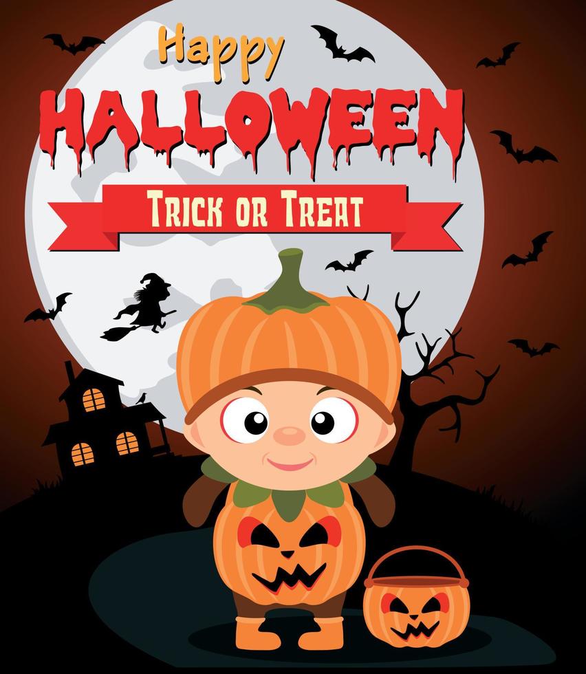 fondo de halloween con calabaza infantil vector