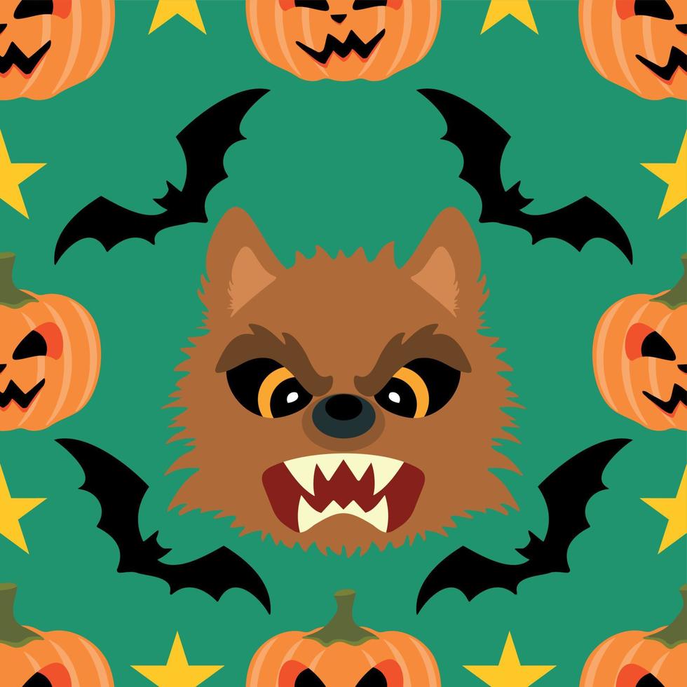 Halloween background seamless with Werewolf vector